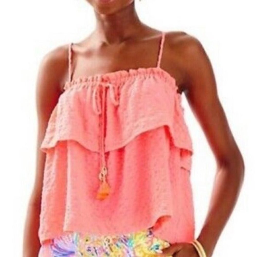 LILLY PULITZER Dahlia Top Peachy Pink Spaghetti Straps Size XS NEW